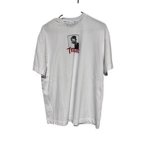 ZARA x 2Pac Tupac Graphic T-Shirt Size S– White Rap Tee Poem Hip Hop Streetwear
